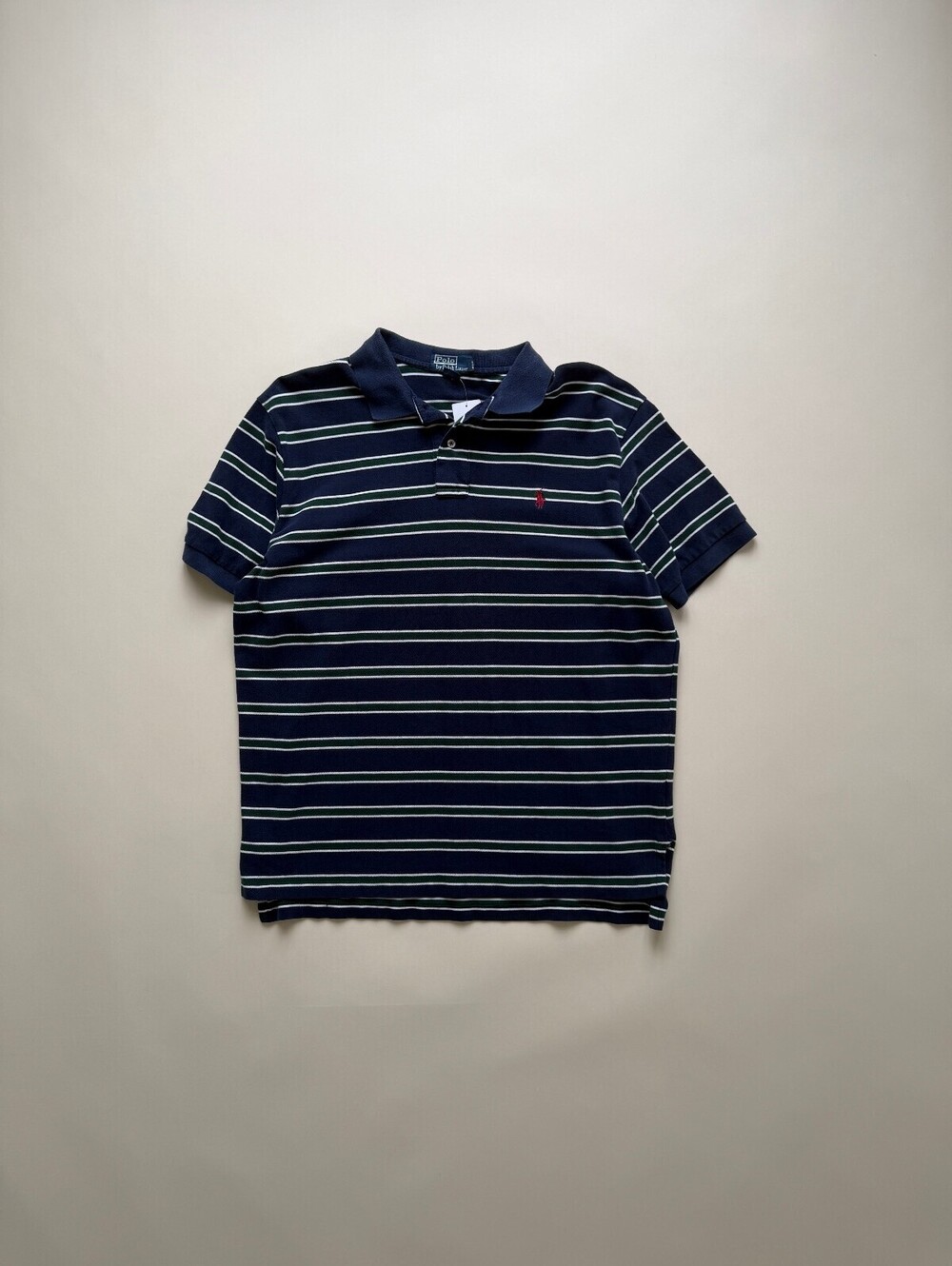 Vintage 90's Polo Ralph Lauren Navy Green Striped Polo shirt